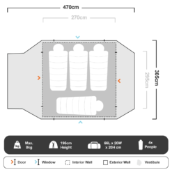 OZtrail Tasman 6V Dome Tent -Nomad s Choice 1202438