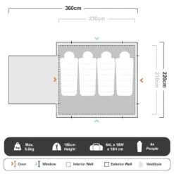 OZtrail Tasman 4V Dome Tent -Nomad s Choice 1202812