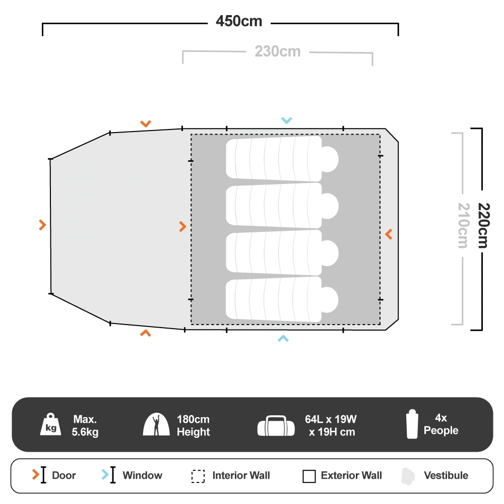 OZtrail Tasman 4V Plus Dome Tent 5 OZtrail Tasman 4V Plus Dome Tent - Image 5