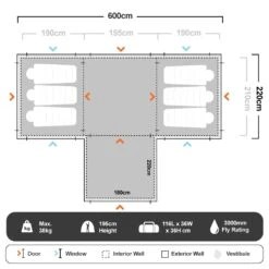 OZtrail Fast Frame Lumos Integrated Lighting 12 Person Tent -Nomad s Choice 1227991
